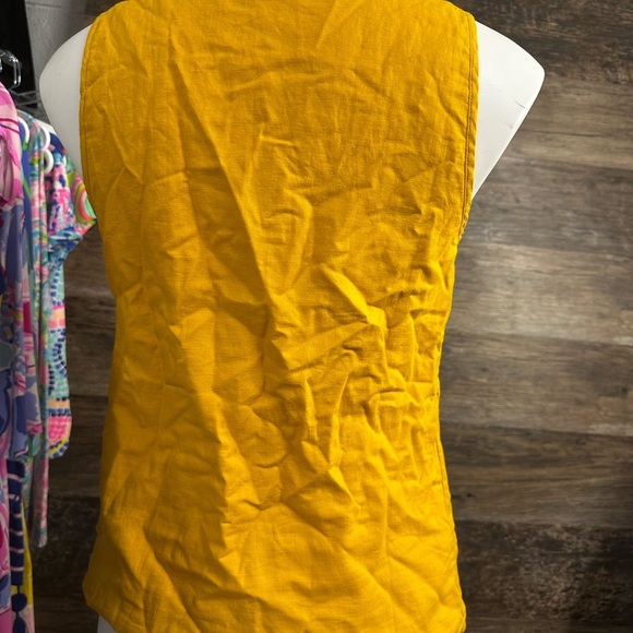 J. Crew Mustard Yellow Floral Embroidered Tank Top - Picture 4 of 8